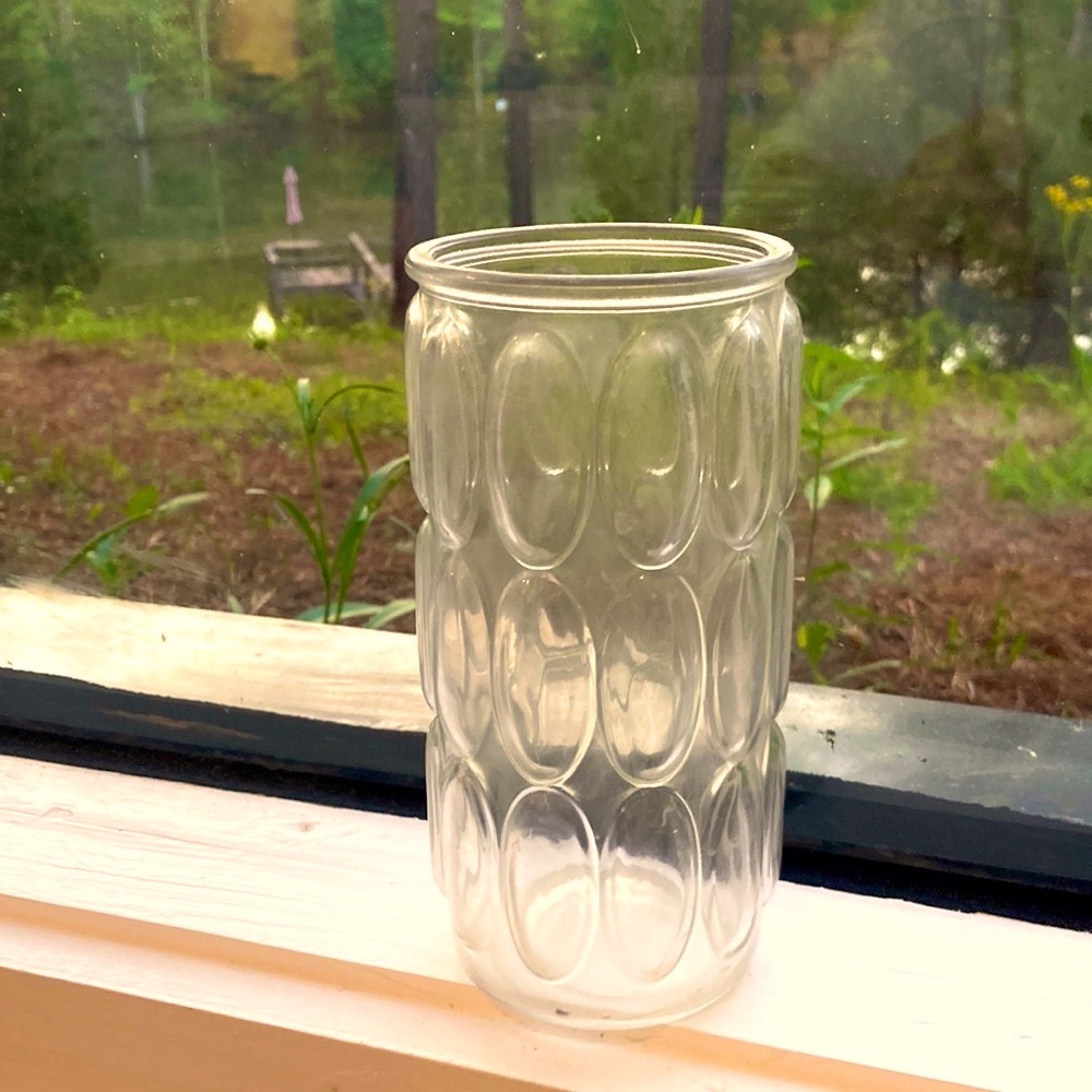 Retro MCM Clear bubble Glass Vase 1960s. Three inches across. About 5 in tall